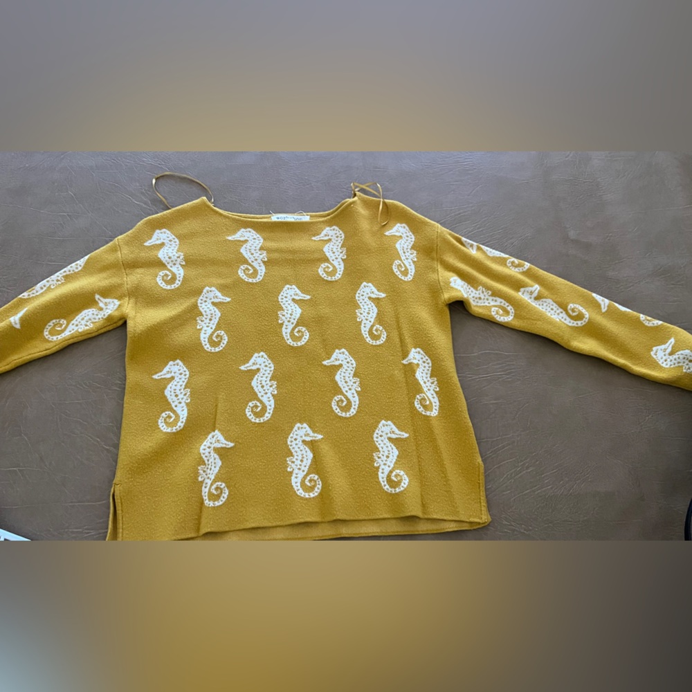 Workshop Mustard Seahorse Print Sweater
